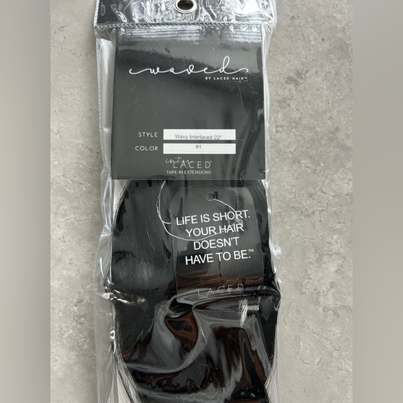 Laced Hair Extensions - Waved Interlaced Weft 22” Black color #1 - Picture 4 of 5